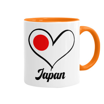 Japan flag, Κούπα χρωματιστή πορτοκαλί, κεραμική, 330ml