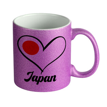 Japan flag, Κούπα Μωβ Glitter που γυαλίζει, κεραμική, 330ml