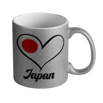 Japan flag, Κούπα Ασημένια Glitter που γυαλίζει, κεραμική, 330ml