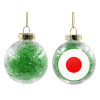 Transparent Christmas tree ball ornament with green filling 8cm