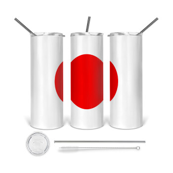 Japan flag, 360 Eco friendly ποτήρι θερμό (tumbler) από ανοξείδωτο ατσάλι 600ml, με μεταλλικό καλαμάκι & βούρτσα καθαρισμού