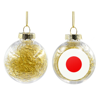 Japan flag, Transparent Christmas tree ball ornament with gold filling 8cm