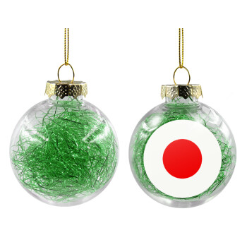 Japan flag, Transparent Christmas tree ball ornament with green filling 8cm