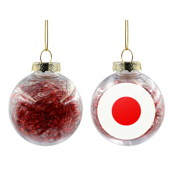 Japan flag, Transparent Christmas tree ball ornament with red filling 8cm