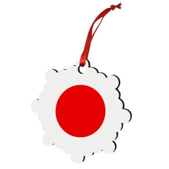 Japan flag, Χριστουγεννιάτικο στολίδι snowflake ξύλινο 7.5cm