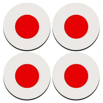 Japan flag, ΣΕΤ 4 Σουβέρ ξύλινα στρογγυλά (9cm)