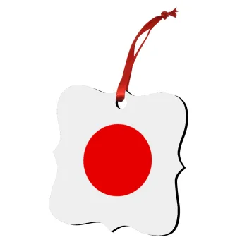Japan flag, Στολίδι Χριστουγεννιάτικο στολίδι polygon ξύλινο 7.5cm