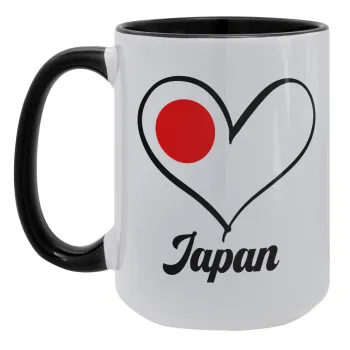 Japan flag, Κούπα Mega 15oz, κεραμική Μαύρη, 450ml