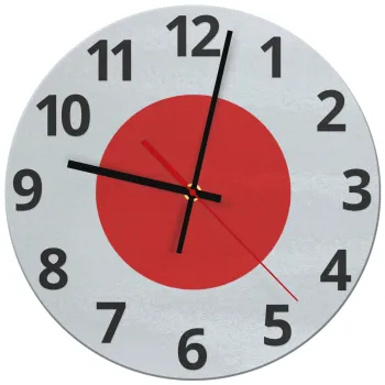 Japan flag, Ρολόι τοίχου γυάλινο (30cm)