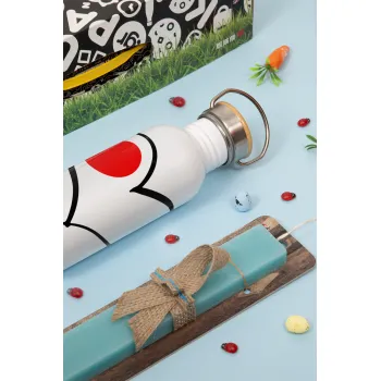 Japan flag, Πασχαλινή Λαμπάδα με παγούρι μεταλλικό (620ml, stainless steel) & κερί αρωματικό πλακέ (30cm) (ΤΙΡΚΟΥΑΖ)