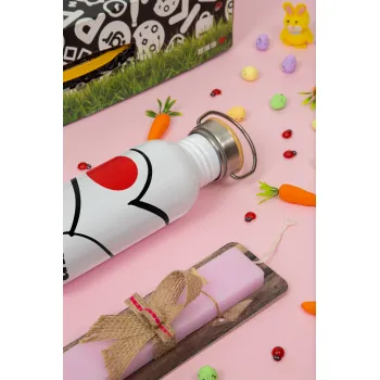 Japan flag, Πασχαλινή Λαμπάδα με παγούρι μεταλλικό (620ml, stainless steel) & κερί αρωματικό πλακέ (30cm) (ΡΟΖ)