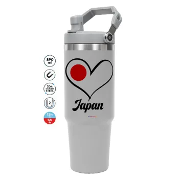 Japan flag, GREY Travel Tumbler with Handle 890ml