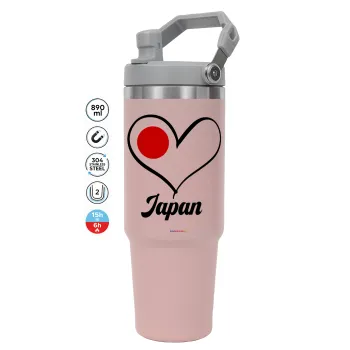 Japan flag, PINK Travel Tumbler with Handle 890ml