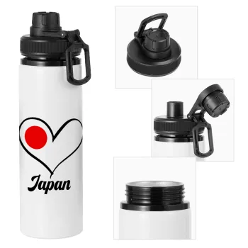 Japan flag, Metal water bottle with safety cap, aluminum 850ml