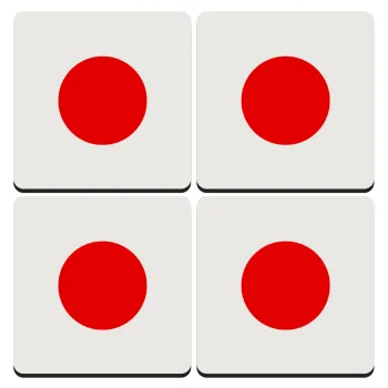 Japan flag, ΣΕΤ 4 Σουβέρ ξύλινα τετράγωνα (9cm)