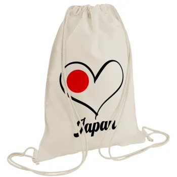 Japan flag, Backpack bag GYMBAG natural (28x40cm)