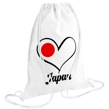 Japan flag, Backpack pouch GYMBAG white (28x40cm)