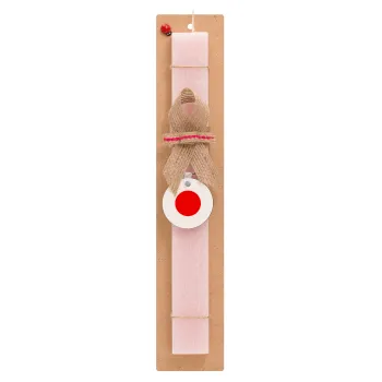 Japan flag, Easter Set, wooden keychain & scented flat Easter candle (30cm) (PINK)