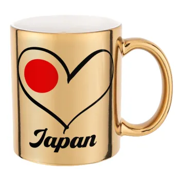 Japan flag, Mug ceramic, gold mirror, 330ml
