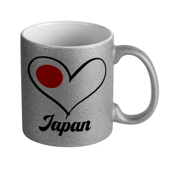 Japan flag, Κούπα Ασημένια Glitter που γυαλίζει, κεραμική, 330ml