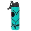 Metallic water bottle with safety lid, 850ml aluminum