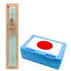 Easter Set, children's snack container BLUE & Easter aromatic flat candle (30cm) (TURQUOISE)
