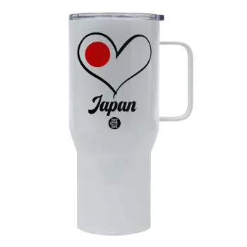 Japan flag, Mega Stainless steel Tumbler with lid, double wall 750L