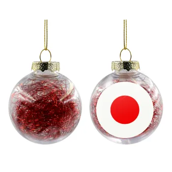 Japan flag, Transparent Christmas tree ball ornament with red filling 8cm