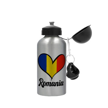 Romania flag, Metallic water jug, Silver, aluminum 500ml