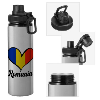 Romania flag, Metallic water bottle with safety cap, 850ml aluminum