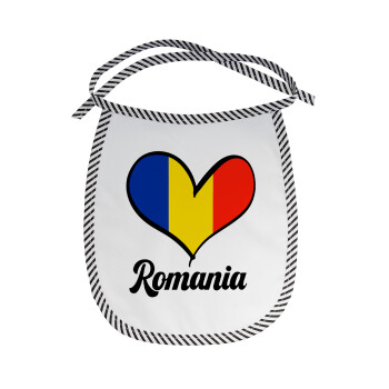 Romania flag, Σαλιάρα μωρού αλέκιαστη με κορδόνι Μαύρη