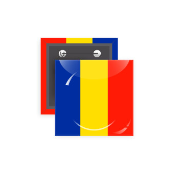 Romania flag, Κονκάρδα παραμάνα τετράγωνη 5x5cm