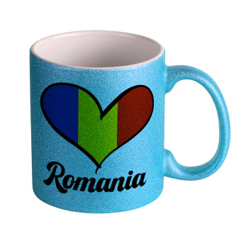 Romania flag, Κούπα Σιέλ Glitter που γυαλίζει, κεραμική, 330ml