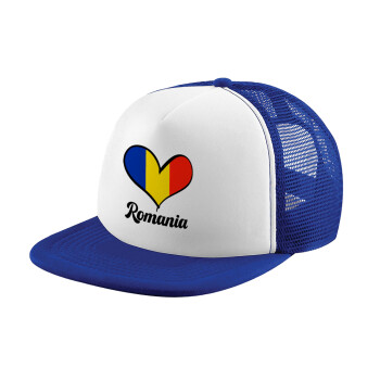 Romania flag, Καπέλο Soft Trucker με Δίχτυ Blue/White 