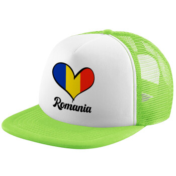 Romania flag, Καπέλο Soft Trucker με Δίχτυ Πράσινο/Λευκό