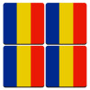 Romania flag, ΣΕΤ 4 Σουβέρ ξύλινα τετράγωνα