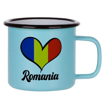 Romania flag, Κούπα Μεταλλική εμαγιέ ΜΑΤ σιέλ 360ml