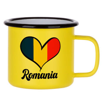Romania flag, Κούπα Μεταλλική εμαγιέ ΜΑΤ Κίτρινη 360ml
