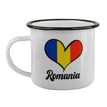 Romania flag, Κούπα εμαγιέ με μαύρο χείλος 360ml