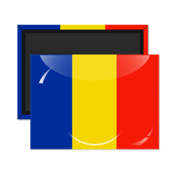 Romania flag, Ορθογώνιο μαγνητάκι ψυγείου διάστασης 9x6cm