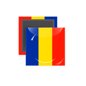 Romania flag, Μαγνητάκι ψυγείου τετράγωνο διάστασης 5x5cm