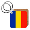 Romania flag, Μπρελόκ Ξύλινο τετράγωνο MDF 5cm (3mm πάχος)