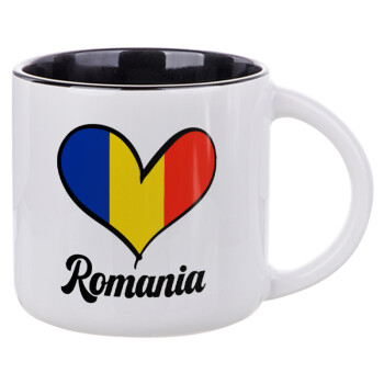 Romania flag, Κούπα κεραμική 400ml Λευκή/Μαύρη