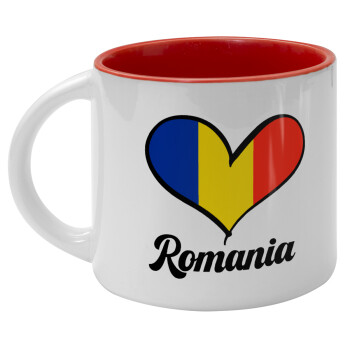 Romania flag, Κούπα κεραμική 400ml Λευκή/Κόκκινη