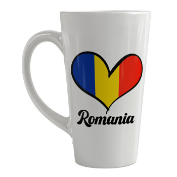 Romania flag, Κούπα κωνική Latte Μεγάλη, κεραμική, 450ml