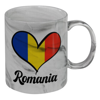 Romania flag, Mug ceramic marble style, 330ml