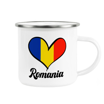 Romania flag, Κούπα Μεταλλική εμαγιέ λευκη 360ml