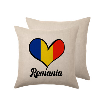 Romania flag, Μαξιλάρι καναπέ ΛΙΝΟ 40x40cm περιέχεται το  γέμισμα