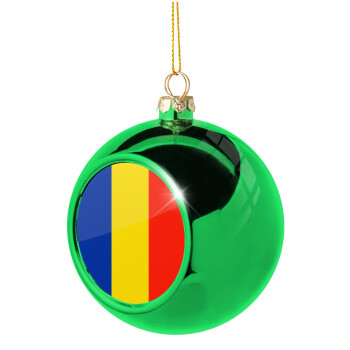 Romania flag, Χριστουγεννιάτικη μπάλα δένδρου Πράσινη 8cm