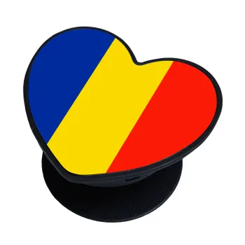 Romania flag, Phone Holders Stand  καρδιά Μαύρο Βάση Στήριξης Κινητού στο Χέρι